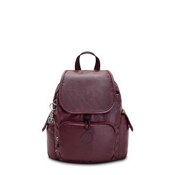 Kipling City Pack Mini Metallic Backpack Ryggsäck Vinröda | SE 1196BE